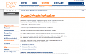 Screenshot der Datenbank des DJV