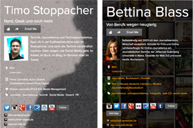 Screenshots about.me von Bettina Blaß und Timo Stoppacher