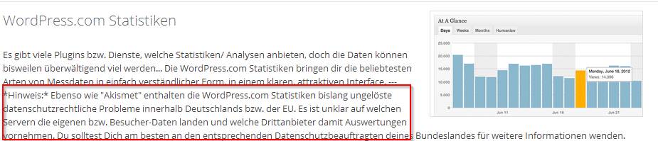 Die Jetpack-Statistik ist nicht datenschutzkonform.