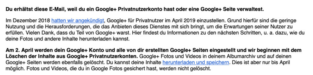 Google+ schließt