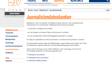 Screenshot der Datenbank des DJV