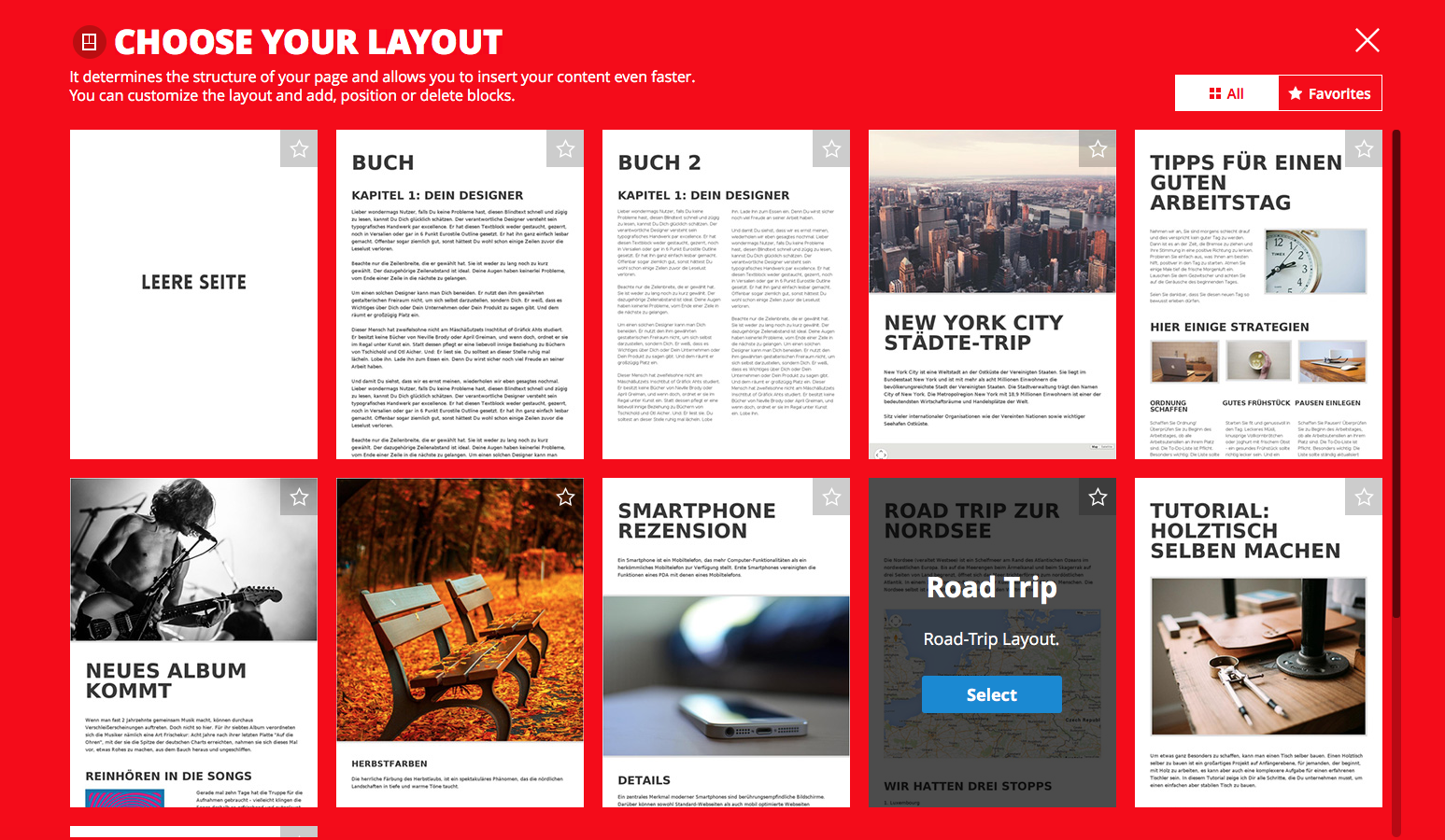 Layout-Auswahl bei Wondermags