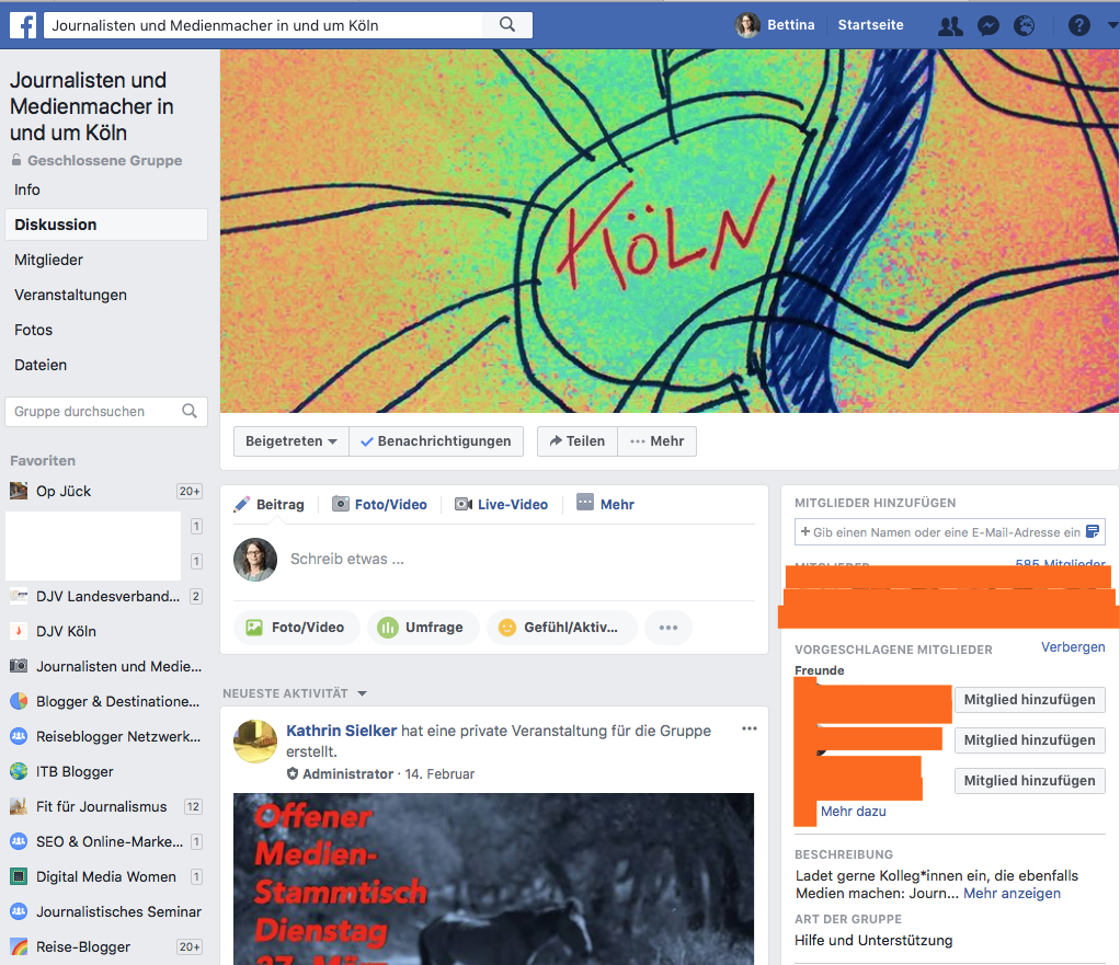 Facebook-Gruppe für Medienmacher in Köln